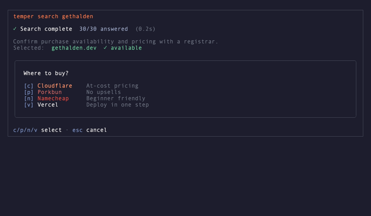 Choosing a registrar for an available domain